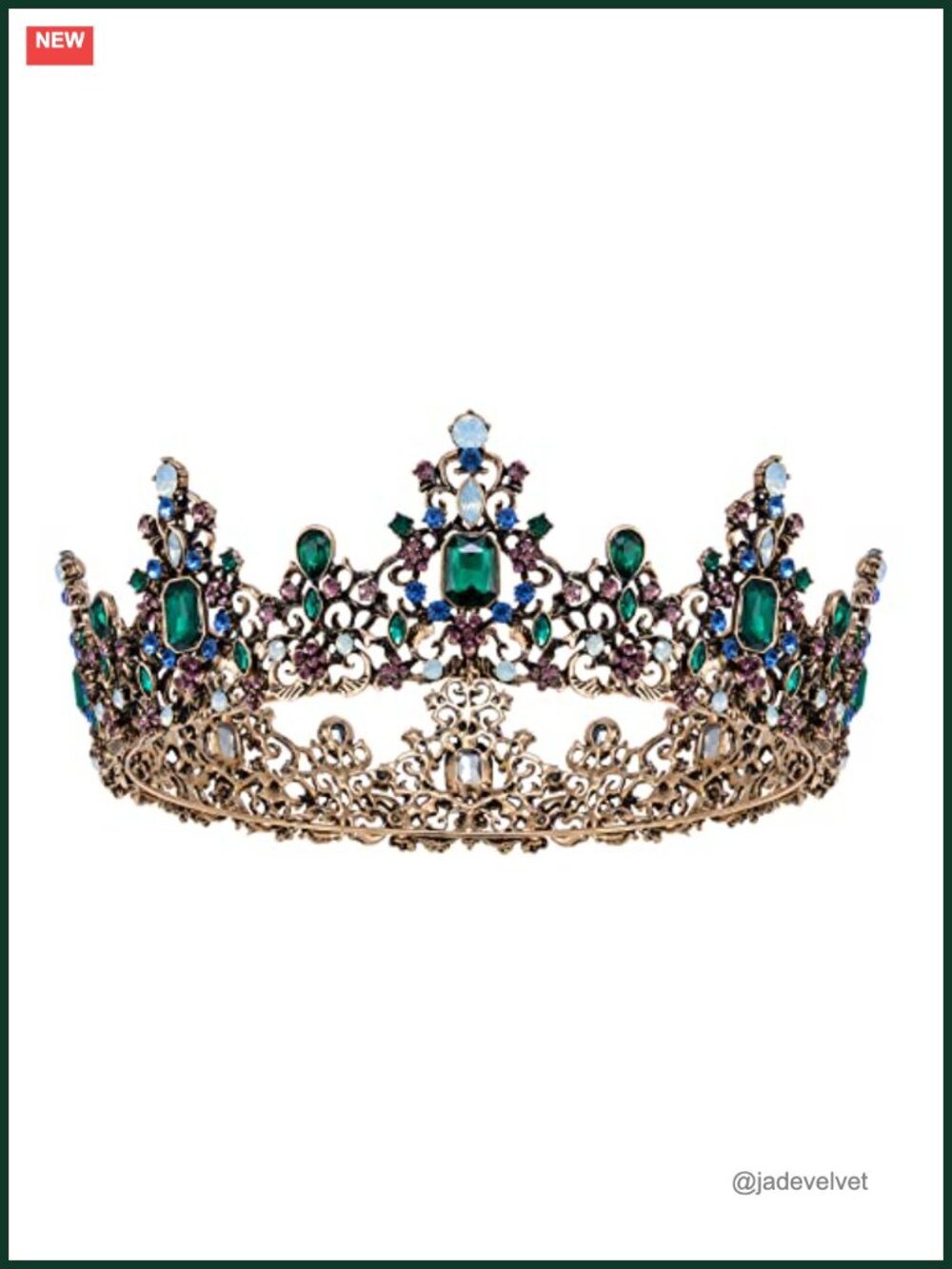 Baroque Crystal Queen Crown Tiara for Women